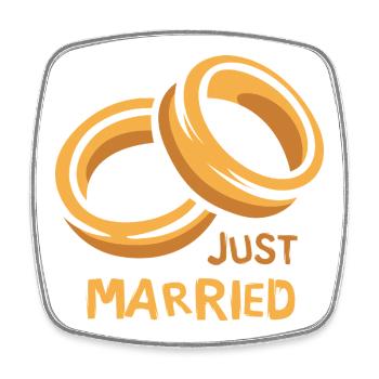 Just Married Rings Wedding Love - Square fridge magnet - white - Front