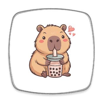 Beaver Bubble Tea Charm - Square fridge magnet - white - Front