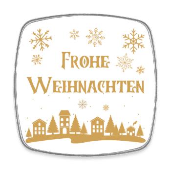 Text Frohe Weihnachten golden Häuserzeile Winter - Viereckiger Kühlschrankmagnet - Weiß - Vorne