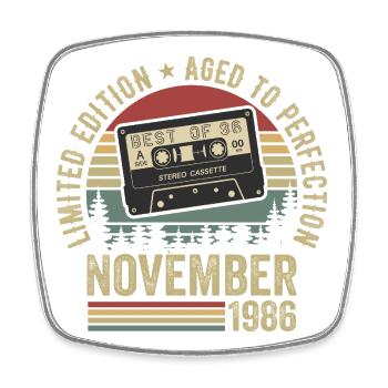 November 1986 - Viereckiger Kühlschrankmagnet - Weiß - Vorne