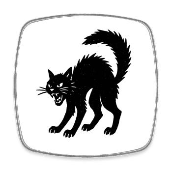 Wütende Halloween Schattenkatze Silhouette - Viereckiger Kühlschrankmagnet - Weiß - Vorne