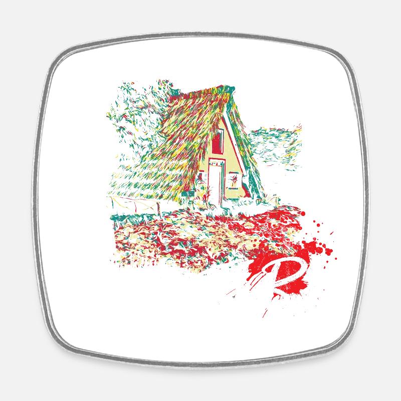 Maison traditionnelle de l'île de Madère - Magnet carré - blanc