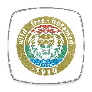 Wild, free & untamed since 10/1970 - Square fridge magnet - white - Front