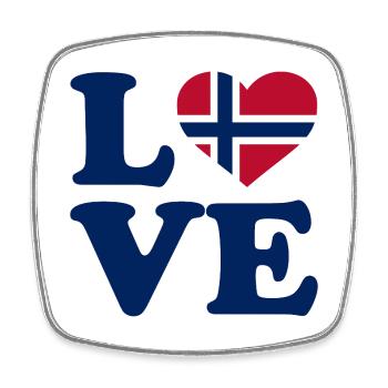 Love - Norway Flag - Norge - Norwegen - Square fridge magnet - white - Front