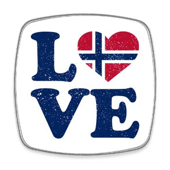 Love - Norway Flag - Norge - Norwegen - Square fridge magnet - white - Front