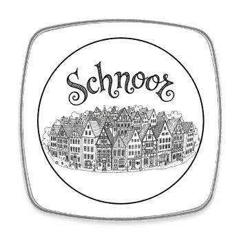 Bremen Schnoorviertel – Nostalgische Altstadt Illu - Viereckiger Kühlschrankmagnet - Weiß - Vorne