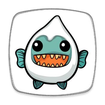 Piranha Fisch Halloween Geist - Viereckiger Kühlschrankmagnet - Weiß - Vorne