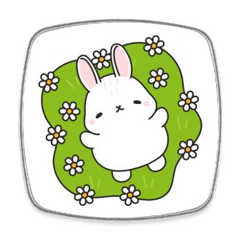 Süßer Hase im Blumengarten - Viereckiger Kühlschrankmagnet - Weiß - Vorne