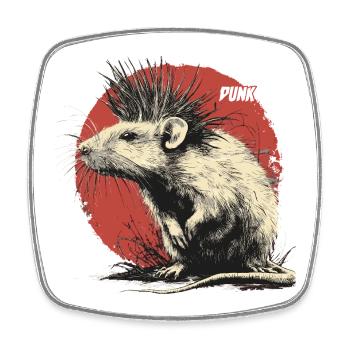Punkrock Ratte - Viereckiger Kühlschrankmagnet - Weiß - Vorne