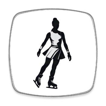 Eis Eiskunstläufer - Cooles Silhouette Logo - Viereckiger Kühlschrankmagnet - Weiß - Vorne