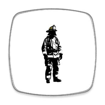 Feuerwehrmann - Cooles Silhouetten-Logo - Viereckiger Kühlschrankmagnet - Weiß - Vorne