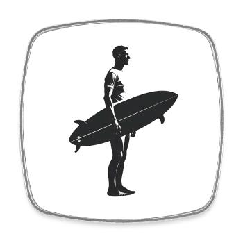 Surfeur - Logo Cool Silhouette - Magnet carré - blanc - Devant