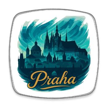 Praha Skyline Prag Hauptstadt Tschechien maritim - Viereckiger Kühlschrankmagnet - Weiß - Vorne