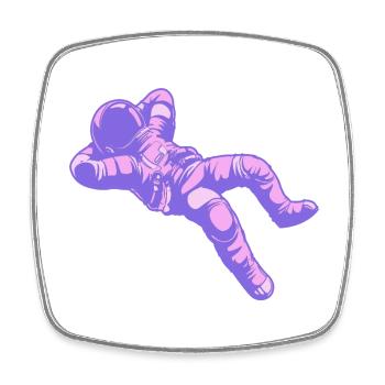 Astronaute Vaporwave en violet et rose - Magnet carré - blanc - Devant