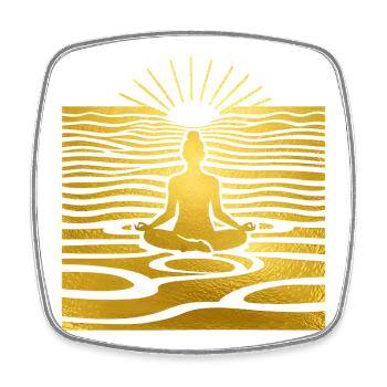 Goldene Meditation am Sonnenaufgang - Viereckiger Kühlschrankmagnet - Weiß - Vorne
