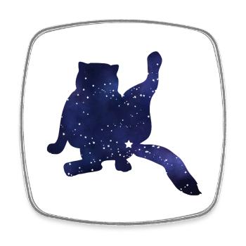 Cat Silhouette Funny Starry Sky - Square fridge magnet - white - Front