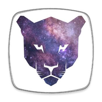 Panther Silhouette mit lila Galaxie Weltraum - Viereckiger Kühlschrankmagnet - Weiß - Vorne