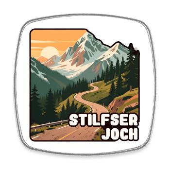 Stelvio Pass - Square fridge magnet - white - Front