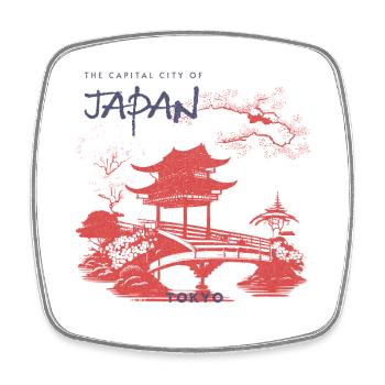 Tokyo Zen Garten Silhouette - Viereckiger Kühlschrankmagnet - Weiß - Vorne