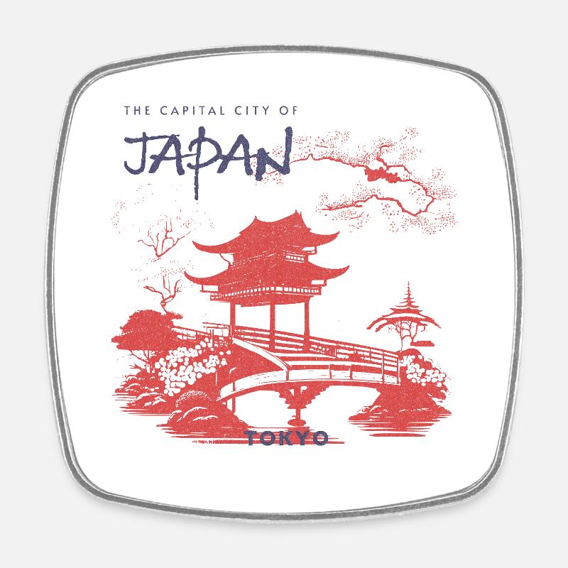 Silhouette du jardin zen de Tokyo - Magnet carré - blanc