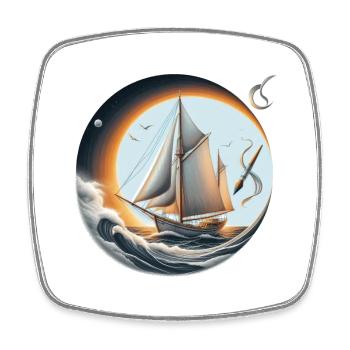 Sailing Circle at Sunset - Square fridge magnet - white - Front