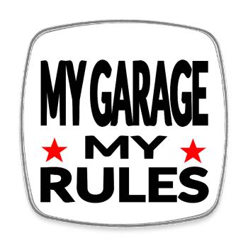 Garage - Magnet carré - blanc - Devant