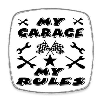 Garage - Magnet carré - blanc - Devant