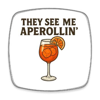 Aperollin Pun Design - Square fridge magnet - white - Front