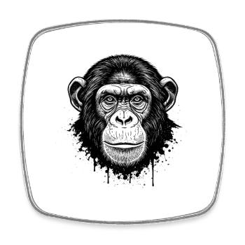 Black and White Monkey Face Illustration - Square fridge magnet - white - Front