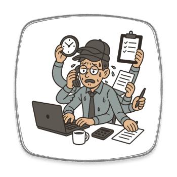The multi-hatted worker - Square fridge magnet - white - Front
