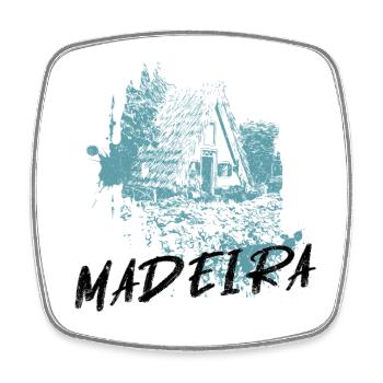 Traditionelles Haus auf der Insel Madeira in Blau - Viereckiger Kühlschrankmagnet - Weiß - Vorne