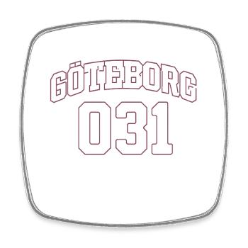 Göteborg 031 Design mit gebogenem Text - Viereckiger Kühlschrankmagnet - Weiß - Vorne