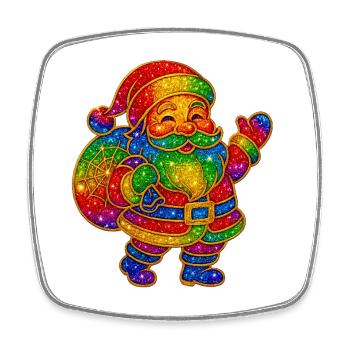 Regenbogen Glitzer Santa Motiv - Viereckiger Kühlschrankmagnet - Weiß - Vorne
