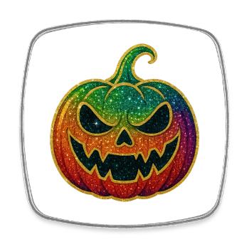 Regenbogen Halloween Kürbis Glitzer - Viereckiger Kühlschrankmagnet - Weiß - Vorne