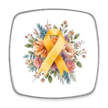 Floral Watercolor Yellow Ribbon – Endo Awareness - Square fridge magnet - white - Front