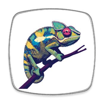 Pop Art Chameleon – Colorful Animal Motif - Square fridge magnet - white - Front