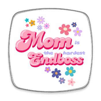 Mom is der Endboss Blumenstil - Square fridge magnet - white - Front
