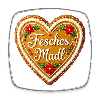 Fesches Madl Lebkuchenherz Bayern Tracht Volksfest - Viereckiger Kühlschrankmagnet - Weiß - Vorne