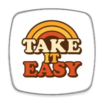 Take It Easy Retro Design - Viereckiger Kühlschrankmagnet - Weiß - Vorne