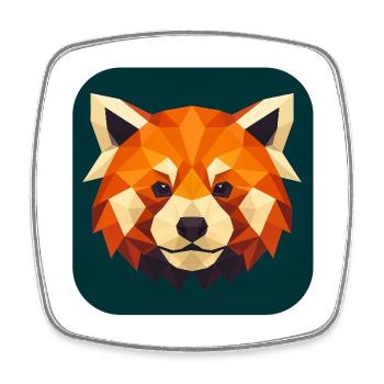 Red Panda Head Low Poly - Square fridge magnet - white - Front