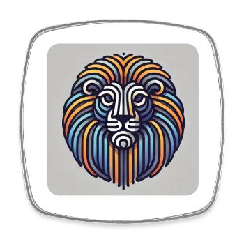 Geometric Color Lion in Line Style - Square fridge magnet - white - Front