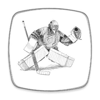 Gardien de but de hockey sur glace - Magnet carré - blanc - Devant