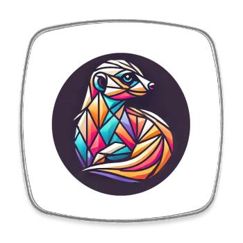 Geometrisches buntes Erdmännchen - Viereckiger Kühlschrankmagnet - Weiß - Vorne