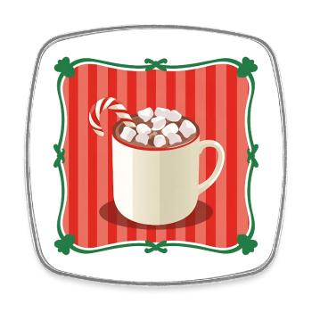 Vintage Hot Chocolate Retro Christmas - Square fridge magnet - white - Front