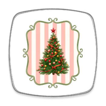 Vintage Weihnachtsbaum Retro Design - Viereckiger Kühlschrankmagnet - Weiß - Vorne