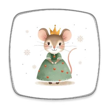 Maus Prinzessin im grünen Kleid Kinderdesign - Viereckiger Kühlschrankmagnet - Weiß - Vorne