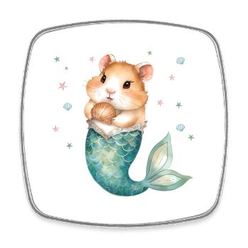 Süßer Hamster Meerjungfrau Kinderdesign - Viereckiger Kühlschrankmagnet - Weiß - Vorne