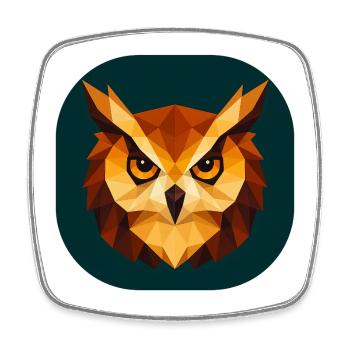 Geometric Owl Head Polygon Art - Square fridge magnet - white - Front