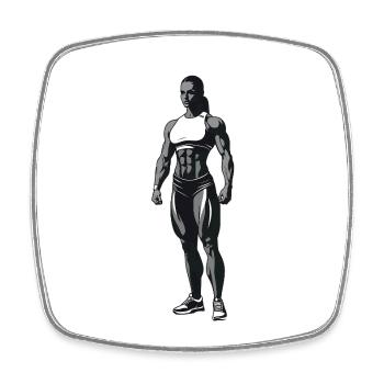 Weiblicher Bodybuilder - Cooles Silhouetten-Logo - Viereckiger Kühlschrankmagnet - Weiß - Vorne