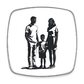 Famille de 3 - Logo Cool Silhouette - Magnet carré - blanc - Devant